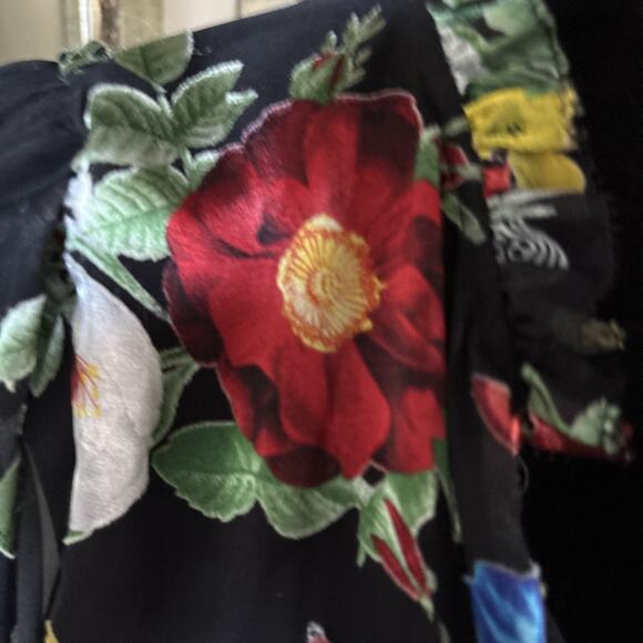 New Alice + Olivia Floral tie long Sleeve Blouse In Black Multi sz S New tie - Picture 13 of 16